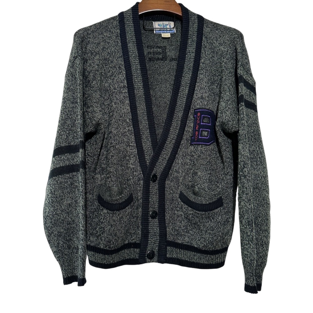 BUGLE BOY Vintage 1980's  University‎ College Acrylic Cardigan Sweater Medium